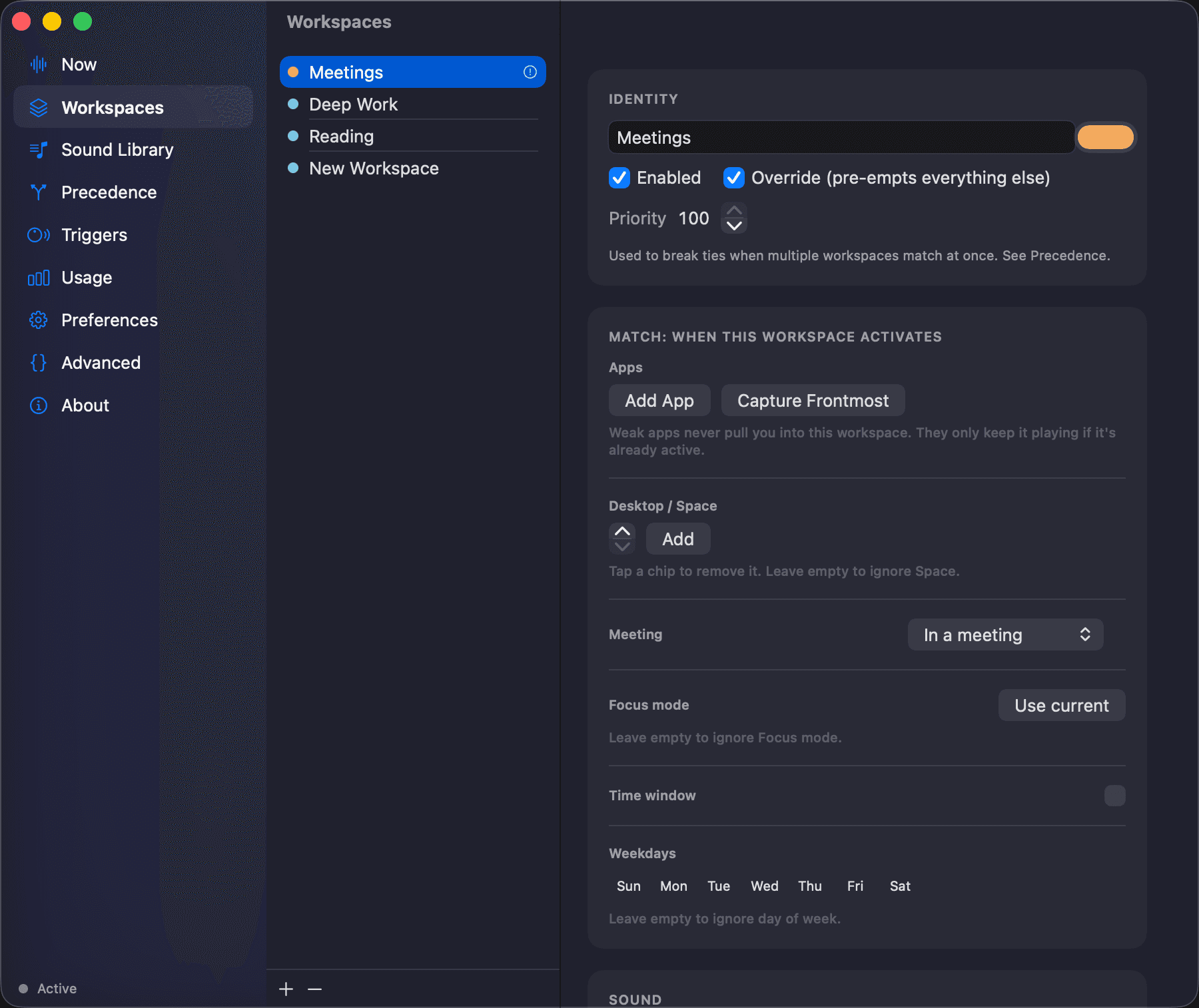 Workspaces screenshot